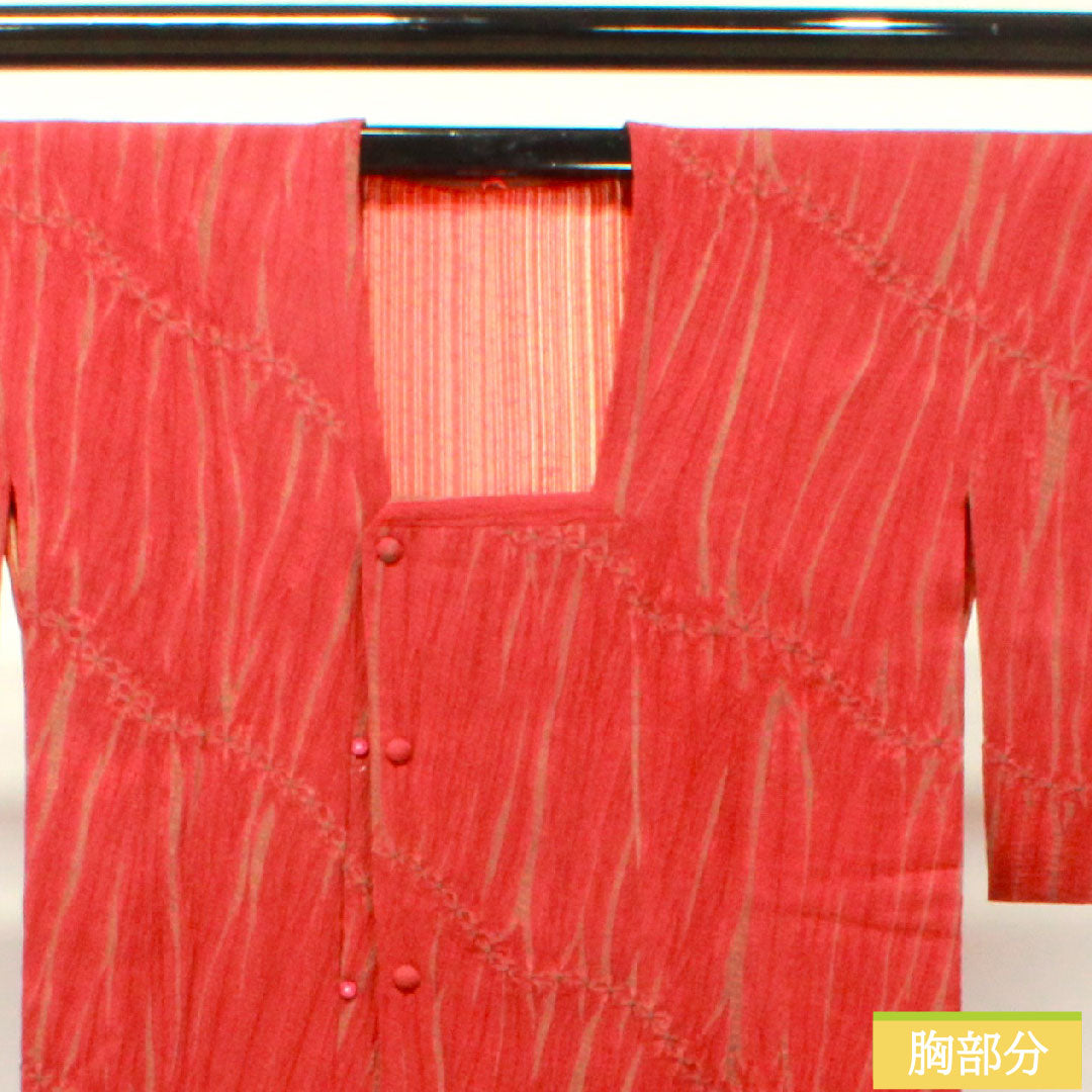 道行コート 正絹 身丈89cm 裄丈64cm 真紅色（しんくいろ） 絞り Sランク 袷 赤系 1117001022912