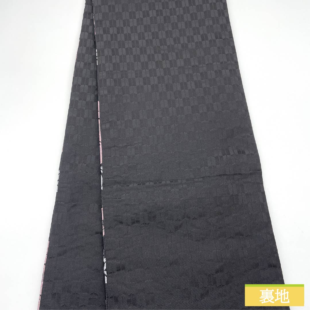 Polyester Fukuro Obi for Furisode, Rose, Length 484cm, S Rank, Full Length, Formal, Black, 1123013982410