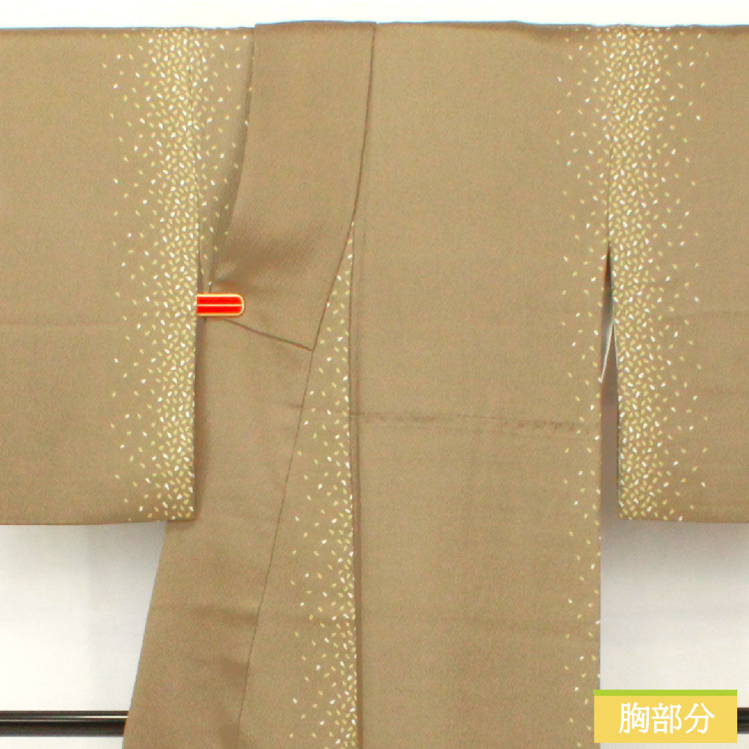 Komon, pure silk, length 170.5cm, sleeve length 66.5cm, lined, sand color, scattered petals, A rank, gray, 1115004703622