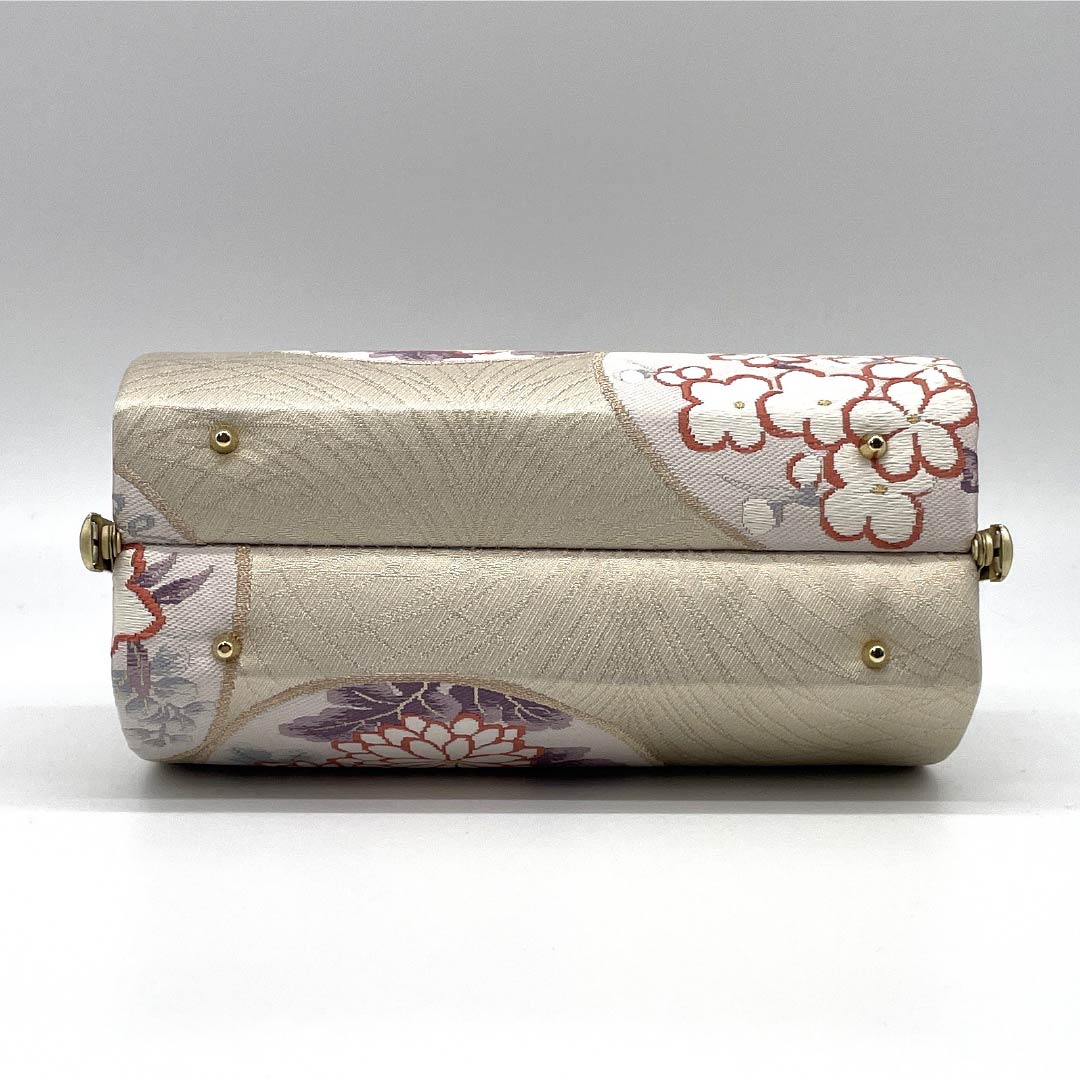 (Like New) Formal Zori and Bag Set, Grade A, Floral Obi Fabric, Gold, Size M, 1133000443321