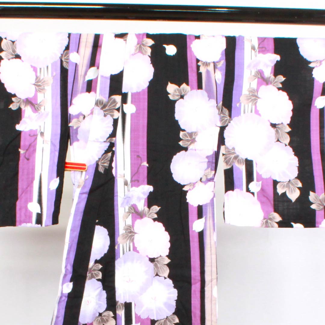 Yukata Black Morning Glory Cotton S Rank Single Layer Length 163.5cm Sleeve Length 62.5cm Black 1118004092410
