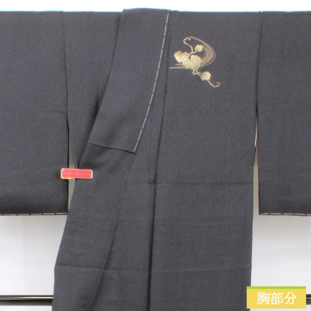 訪問着 正絹 袷 身丈150cm 裄丈62cm 黝色（ゆうしょく） 京友禅 鶴 草花模様 しつけ糸付き 未使用品 Sランク 黒系 1112005532110