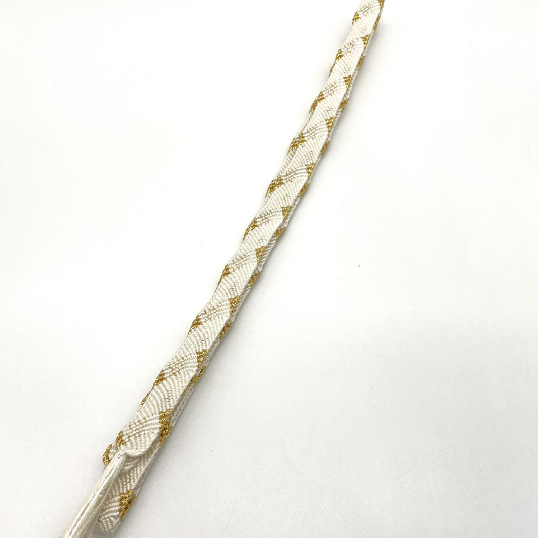 （新古品） 帯締め・帯揚げセット 正絹 Sランク 結婚式 披露宴 扇付き 長さ約152cm 幅約1.5cm 留袖用 白系 1141000042311