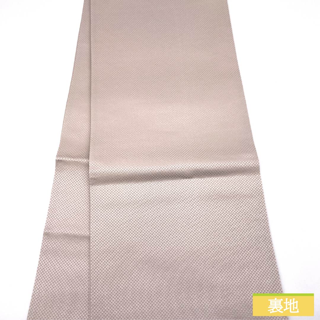 Fukuro Obi (sash) made of pure silk, S-rank, in pale cherry blossom color, featuring floral motifs and a classic circle pattern. Length: 452cm, six-fold obi, semi-formal, pink. Product code: 1123015322413