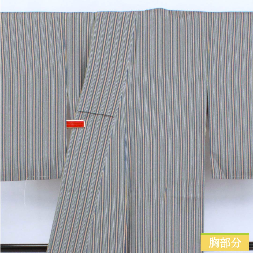 小紋 正絹 Sランク 身丈156.5cm 裄丈63cm 袷 呉須色（ごすいろ） 縦縞 青系 1115006642317