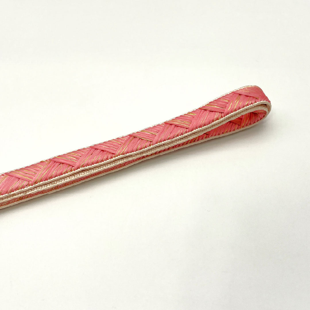 New Old Stock Obijime and Obiage Set, Pure Silk, New Rank, Peach Pink, Hand-braided Cord, Classic Pattern, Length approx. 160cm, Width approx. 1.7cm, Semi-formal, Pink Tones, 1141000581313