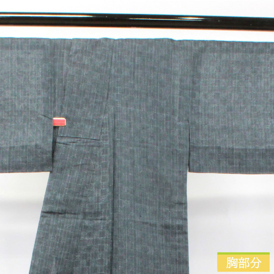 紬 正絹 身丈156cm 裄丈64cm  具墨色 幾何学模様 Sランク 紗 黒系 1116003112310