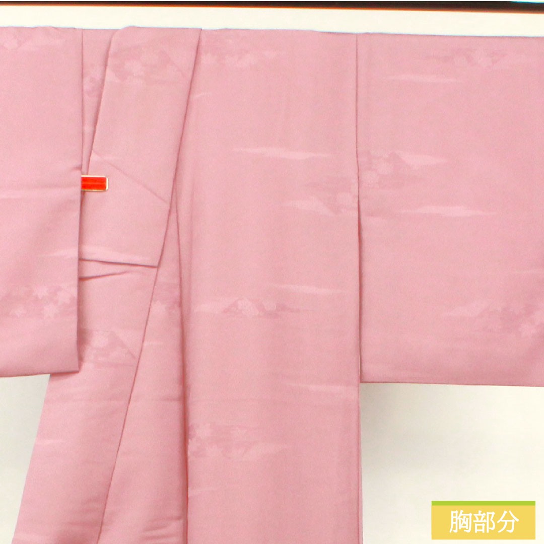 色無地 ポリエステル 身丈151cm 裄丈61.5cm 美人祭色（びじんさいいろ） 洗える着物 吉祥文様 袷 Bランク 紫系 1114001274220