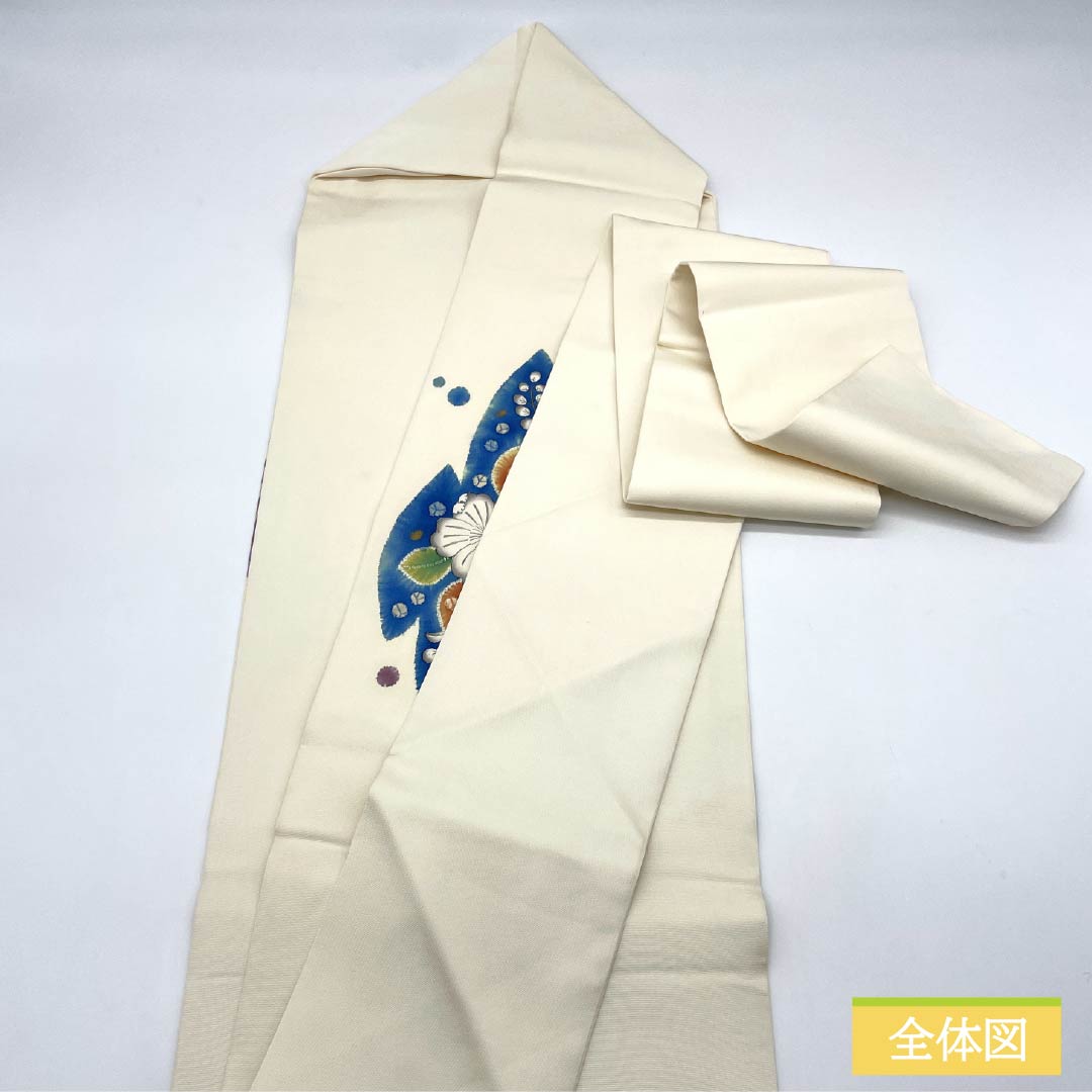 名古屋帯 生成り色（きなりいろ） 染め帯 作家物 辻ヶ花模様 帯丈352cm 正絹 Sランク ポイント柄 セミフォーマル クリーム系 1124008502315 名古屋仕立て