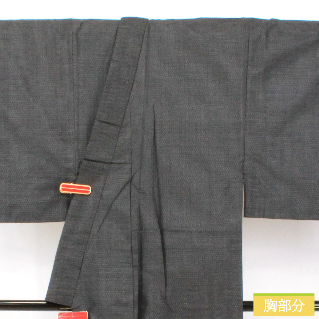男物 正絹 Aランク 身丈139cm 裄丈67.5cm 大島紬 100亀甲 しつけ糸付き 袷 グレー系 1119001793322