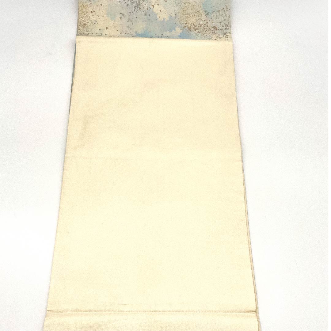 袋帯 青白磁色（せいはくじいろ） 引箔 幾何学模様 帯丈432cm 正絹 Aランク 六通 フォーマル 青系 1123002943317
