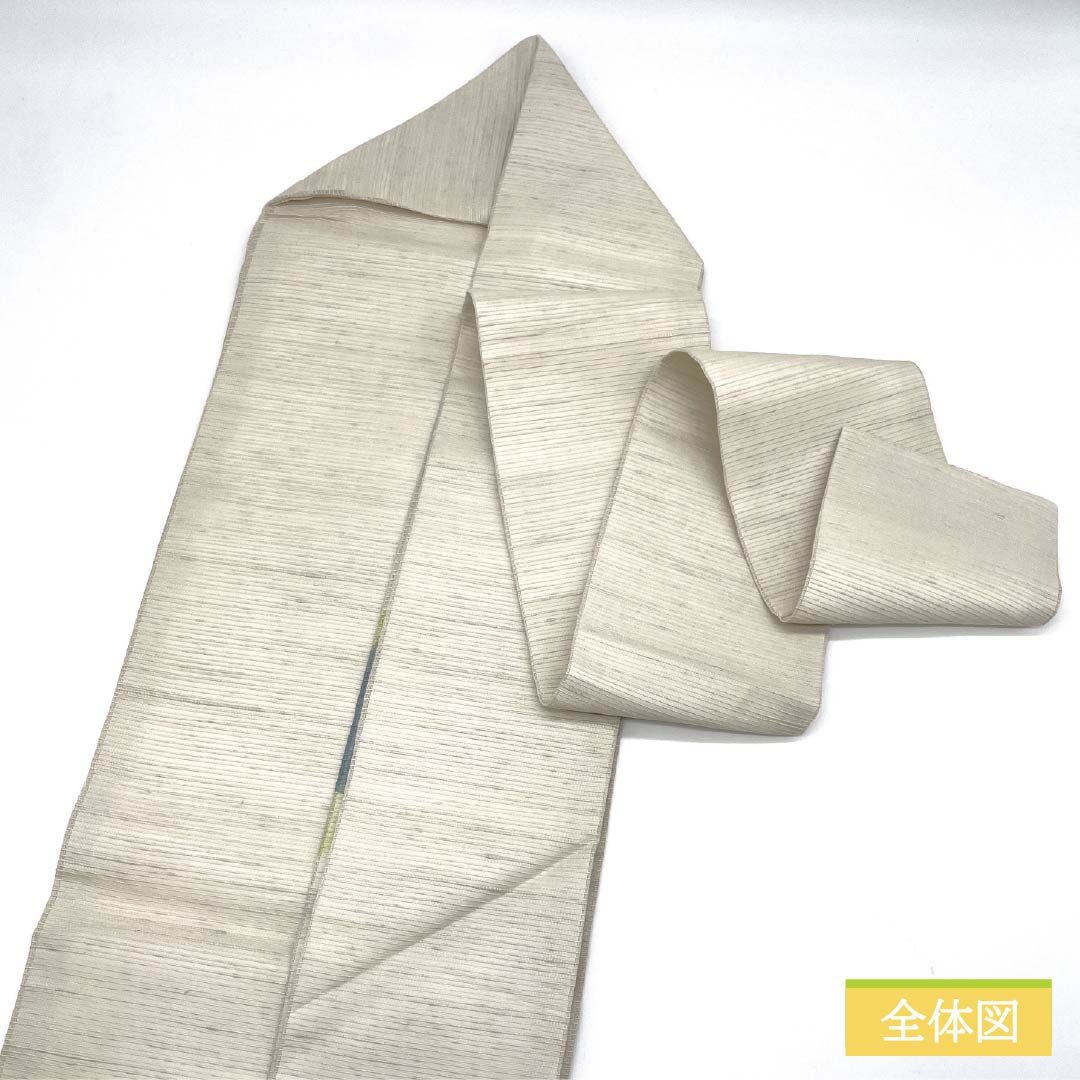 Nagoya obi, pure silk, gofun-iro (whitewash) dyed obi, carrot, summer obi, obi length 368cm, S rank, point pattern, casual, white, 1124006842311, Nagoya style