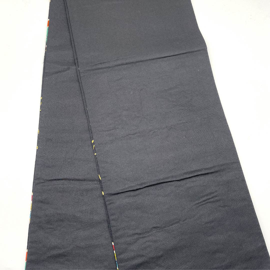 袋帯 黒色 白綾苑大庭 草花模様 帯丈430cm 正絹 Aランク 六通 フォーマル 黒系 1123005673310