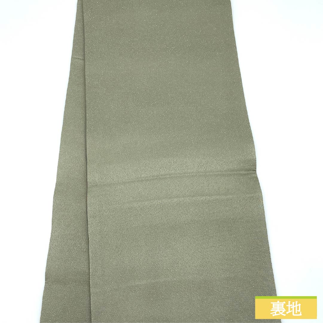 Silk Fukuro Obi (Sash) in Rikyu Nezumiiro (Gray) with Tsujigahana (Flower) motif, Length: 460cm, S-Rank, Pointed Design, Semi-Formal, Gray, Product Number: 1123014972422