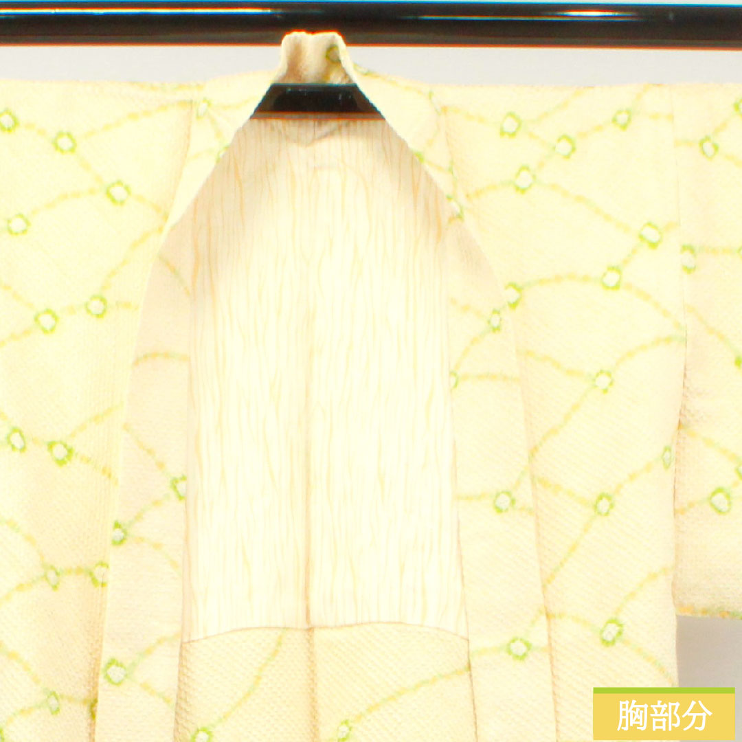 羽織 正絹 身丈82cm 裄丈63.5cm 練色（ねりいろ） 総絞り 抽象模様 しつけ糸付き Sランク 袷 黄系 1117000972923
