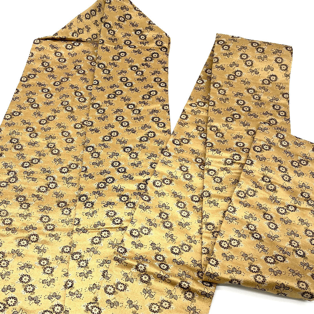 名古屋帯 両面全通 リバーシブル 草花模様 帯丈335cm 正絹 Aランク 全通 カジュアル 茶系 1124002433314  名古屋仕立て