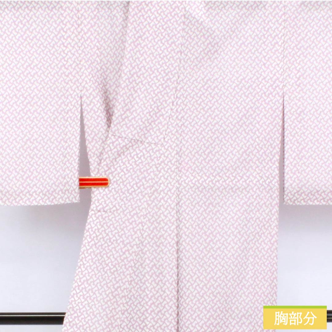 夏物 ポリエステル 小紋 身丈148.5cm 裄丈61cm 半色（はしたいろ） 抽象模様 洗える着物 絽 Aランク 紫系 1132002513120