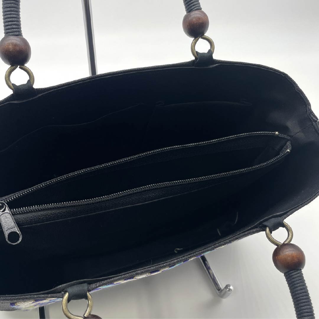 (Like New) Casual Japanese Bag, New Rank, Nishijin-ori Rikyu Bag, Black, 113900088110