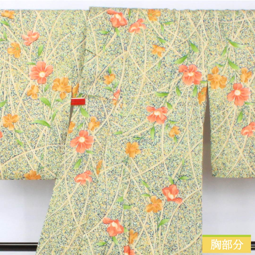 Small pattern, polyester, length 150.5cm, sleeve length 66cm, lined, navy blue, stencil dyeing, grass, flowers, S rank, navy blue, 1115005442118