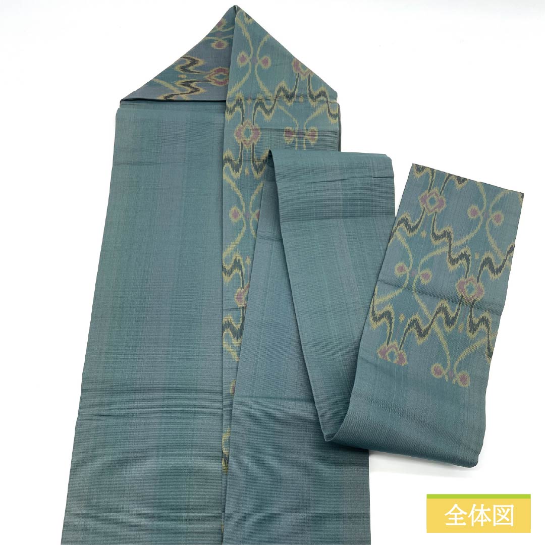Nagoya obi, iron onando color, variegated tachiwaku pattern, obi length 349cm, pure silk, S rank, six-pass, casual, green, 1124006702319, Nagoya style