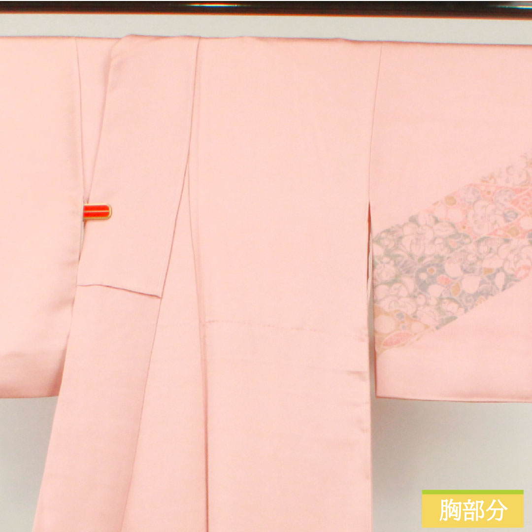 訪問着 正絹 袷 身丈161.5cm 裄丈64.5cm 浅紅色（あさべにいろ） 辻ヶ花 しつけ糸付き Sランク ピンク系 1112004462413