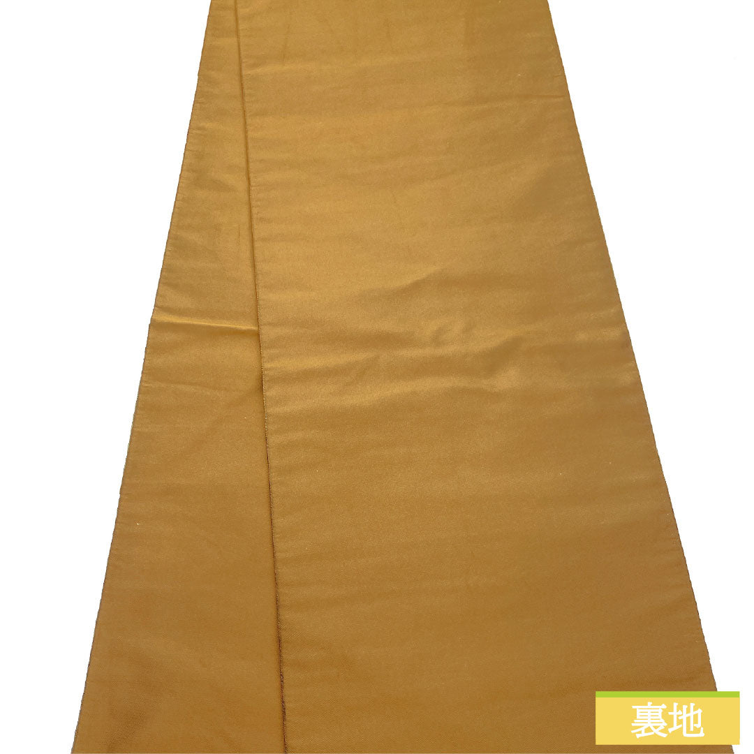 A-Rank Pure Silk Obi with Shoba Weave, Flowing Water and Floral Pattern, Length 432cm, Six-Ply, Semi-Formal, Brown, Product Number: 1123016743314