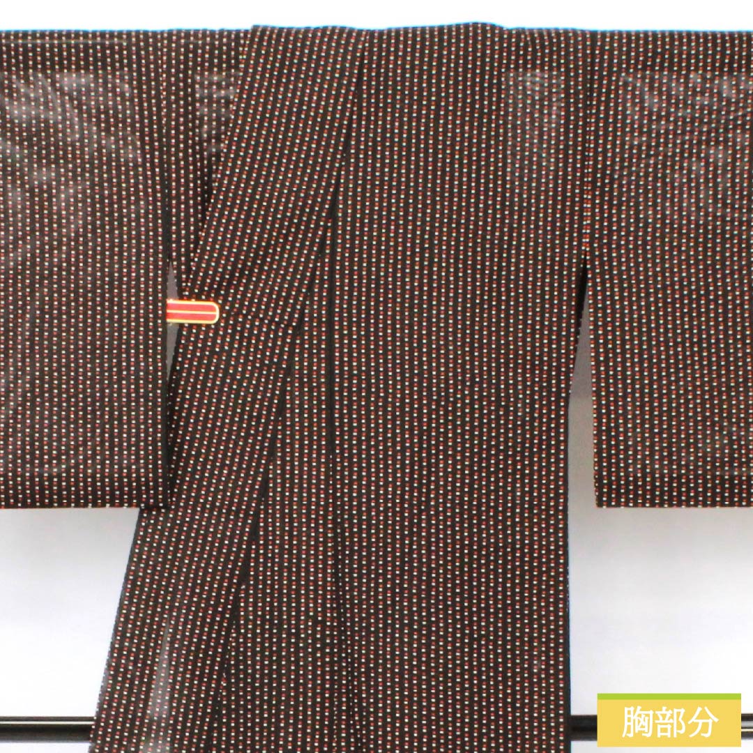 Summer kimono, polyester, small pattern, length 157cm, sleeve length 63.5cm, dot pattern, washable kimono, silk, A rank, black, 1132002223310