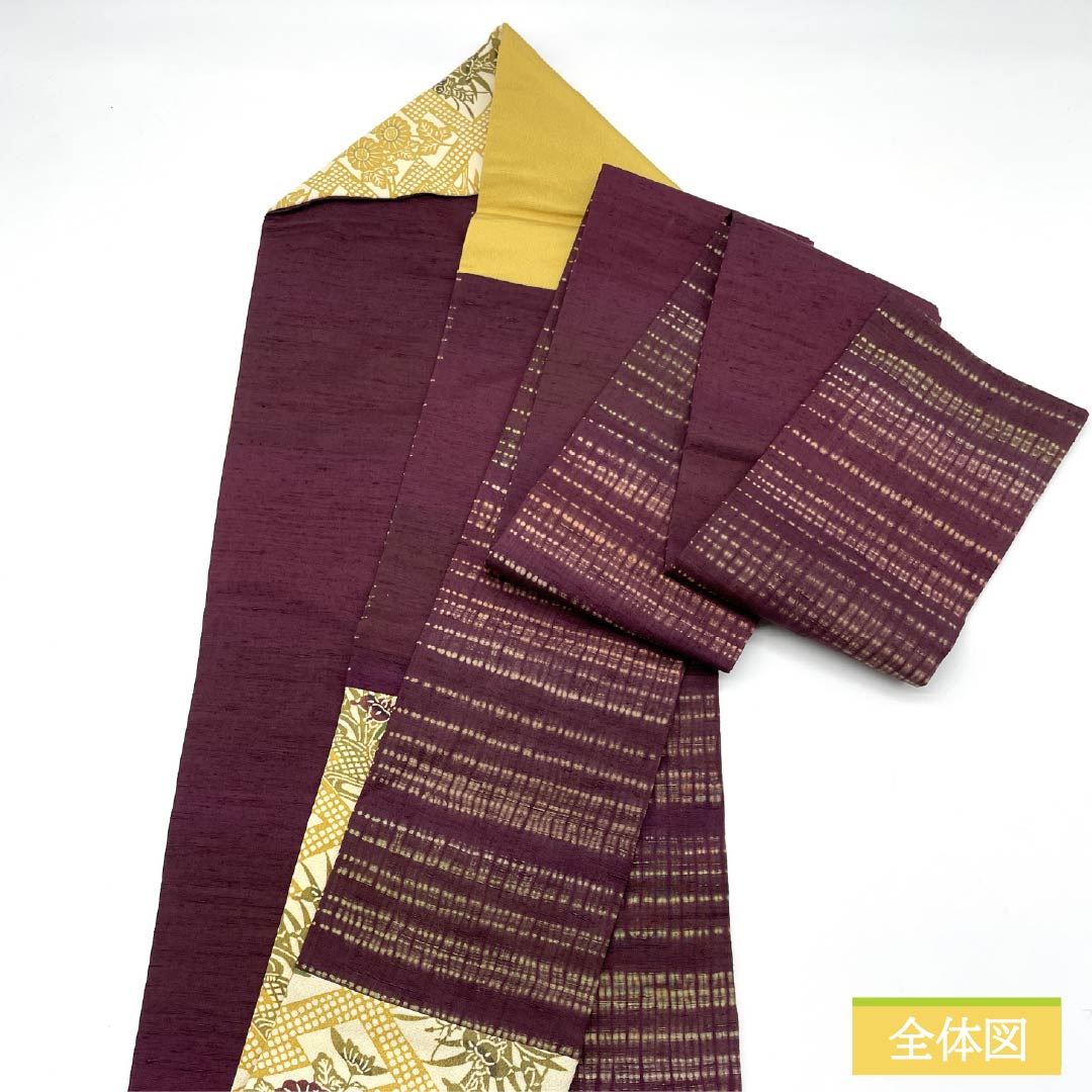 Nagoya obi, gold (kanairo), artist work, Kuriyama Kobo, Japanese dyed red pattern, obi length 392cm, pure silk, A rank, six-pass, casual, beige, 1124008253425, Nagoya tailoring