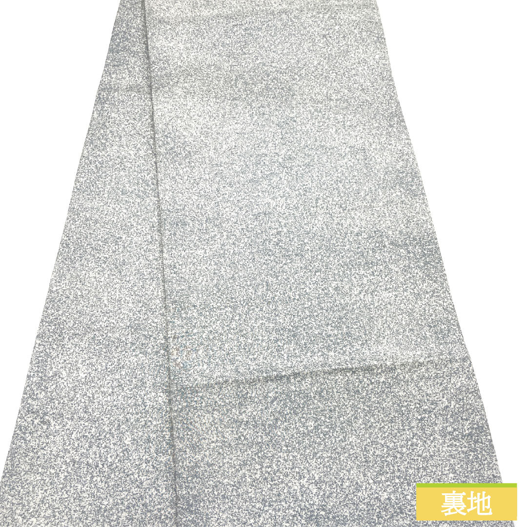 Fukuro Obi (Sleeve) - Pure Silk, S-Rank, Unohana-iro (Unohana Color), Dyed Obi with Tornado-Shibori Pattern and Abstract Floral Design, Length 446cm, Pointed Pattern, Casual, Gray, Item Number: 1123016632322