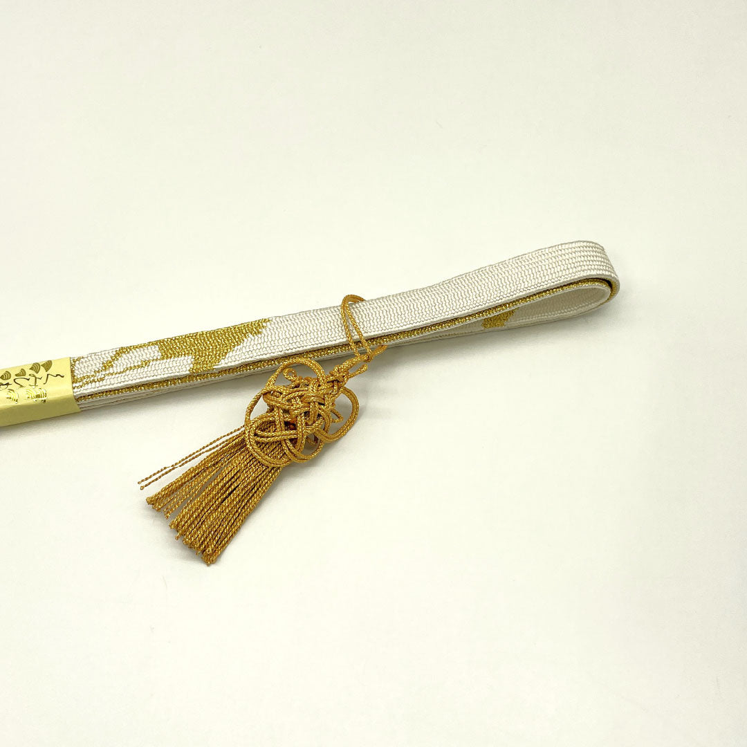 （新古品） 帯締め・帯揚げセット 正絹 NEWランク 白色（しろいろ） 乳白色（にゅうはくしょく） 古典柄 鶴 長さ約160cm 幅約1.7cm フォーマル 白系 1141000461311