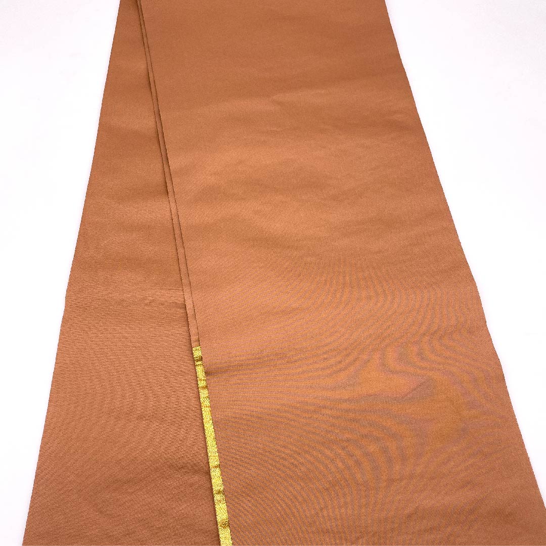 [Unfinished] Fukuro obi, genuine silk, S rank, gold, Kenjo Hōō Kamon (tribute phoenix flower crest) with chokin (metal engraving), made by Maizuru, obi length 440.5cm, rokutsu (pattern on six portions), formal, gold-toned, 1123005992321