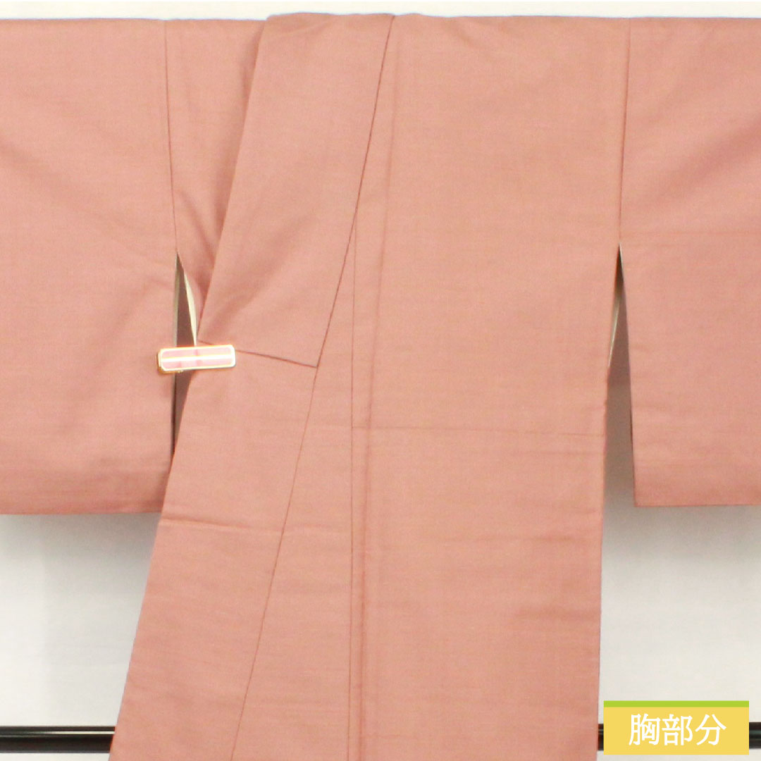 訪問着 正絹 袷 身丈162.5cm 裄丈62.5cm 帯紅色（たいこうしょく） 紬地 一つ紋 丸に角立四ツ目 付下げ Sランク 紫系 1112005572420