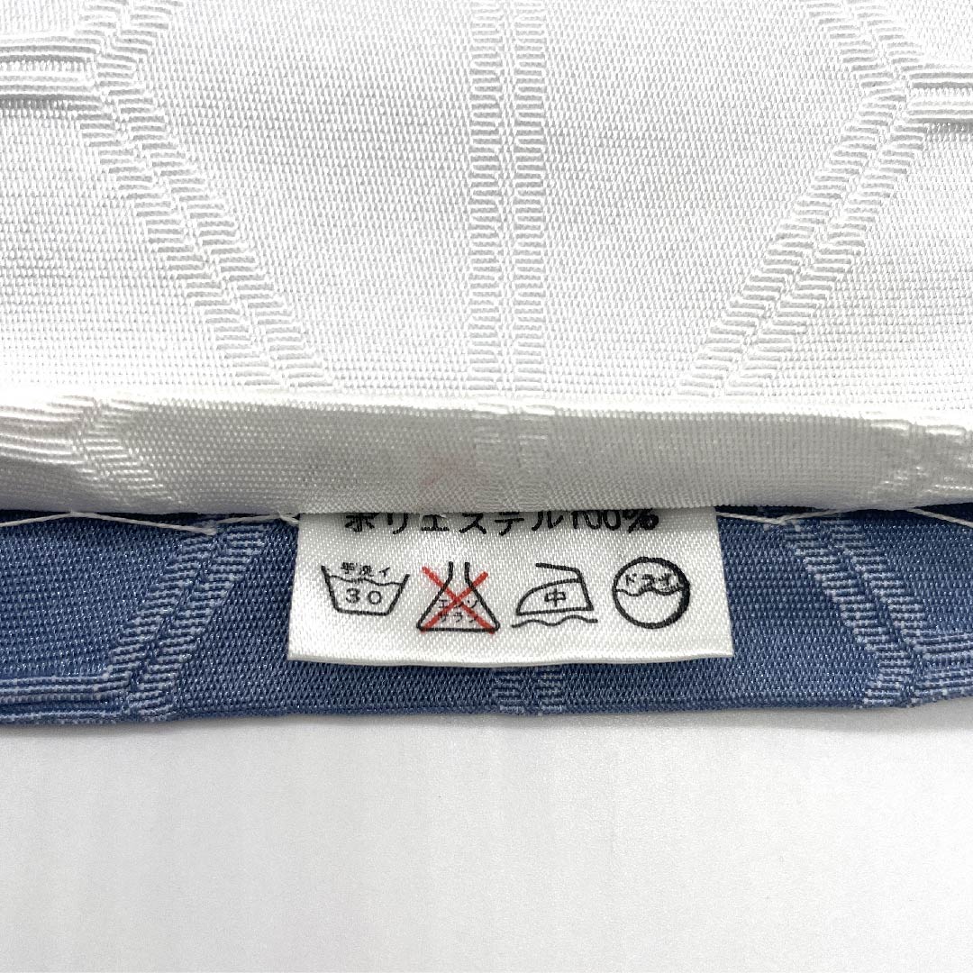 Half-width obi, polyester, lead white, blue and gray, hemp leaf, classic pattern, reversible, obi length 388cm, white, A rank, 1125001203311