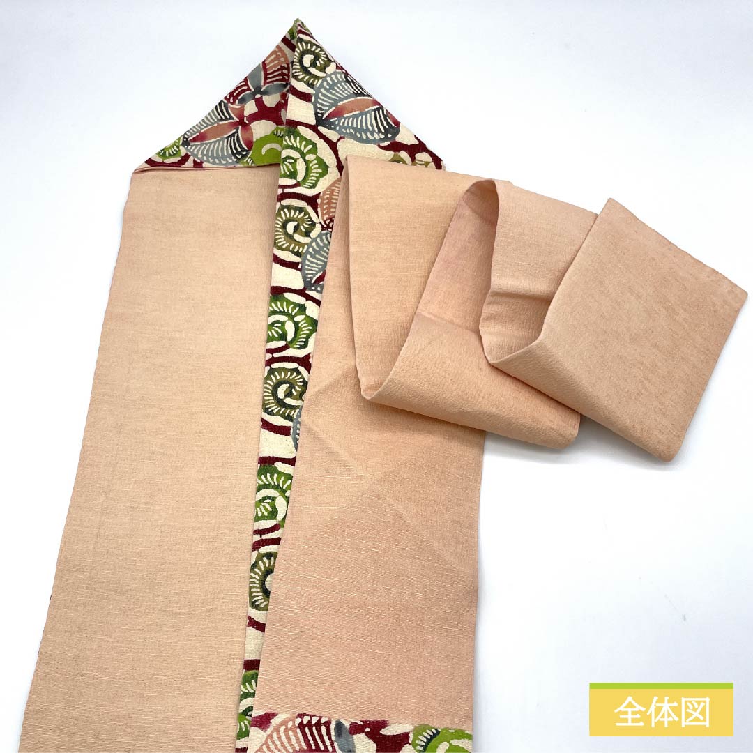 Nagoya obi, natural color (kinariiro), Kyo-Bingata, Aoi, obi length 354cm, pure silk, S rank, six-pass, casual, cream-colored, 1124006942315, Nagoya-made