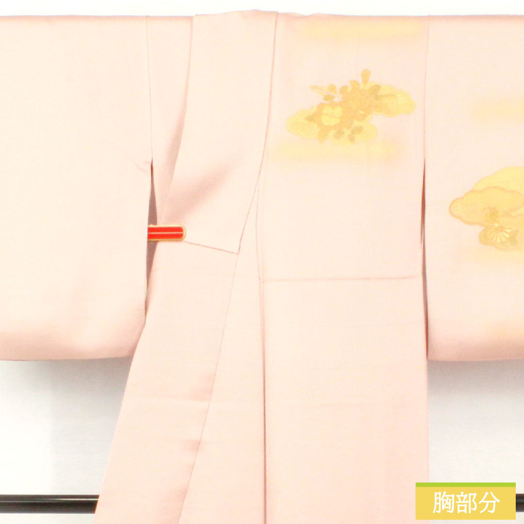 Homongi, pure silk, lined, length 156.5cm, sleeve length 62.5cm, modern colors, Kyoto Yuzen, Shantou embroidery, flower cart, S rank, pink, 1112004942313