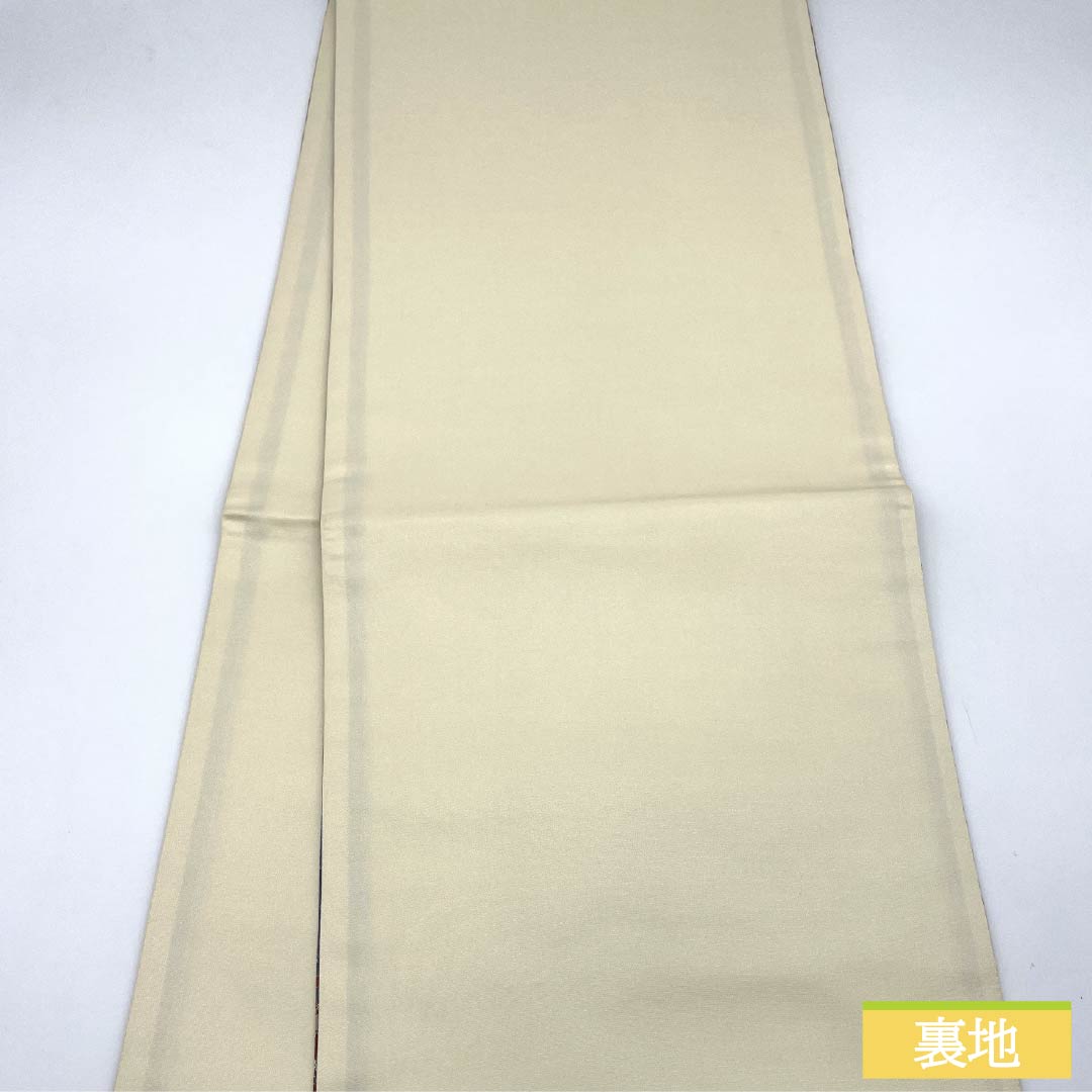 袋帯 正絹 蕎麦切色（そばきりいろ） 花模様 檜垣 京袋帯 帯丈372cm Sランク 全通 カジュアル ベージュ系 1123012792325