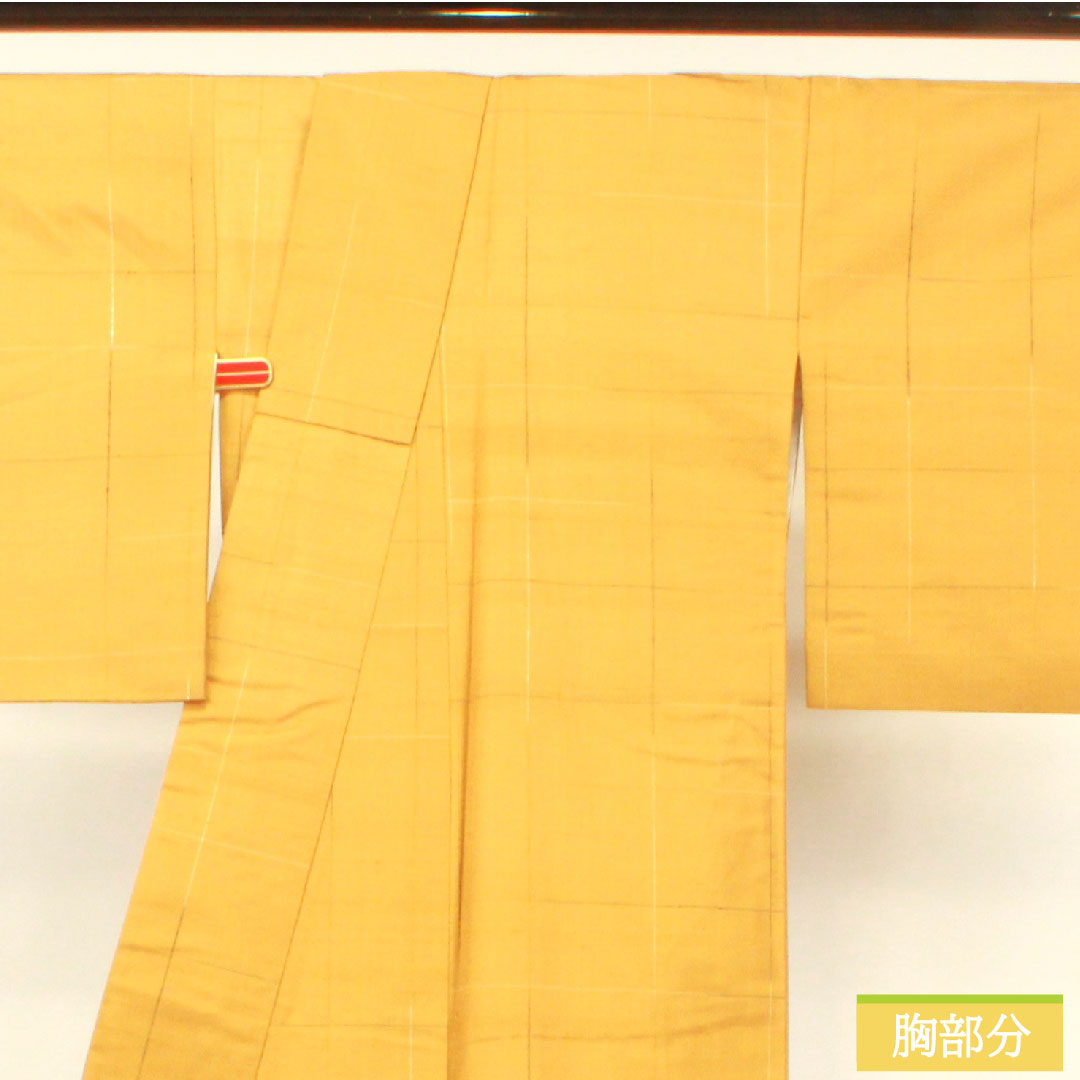Tsumugi silk Length 151.5cm Sleeve length 63cm Fox color Check S rank Awase Brown 1116003532214