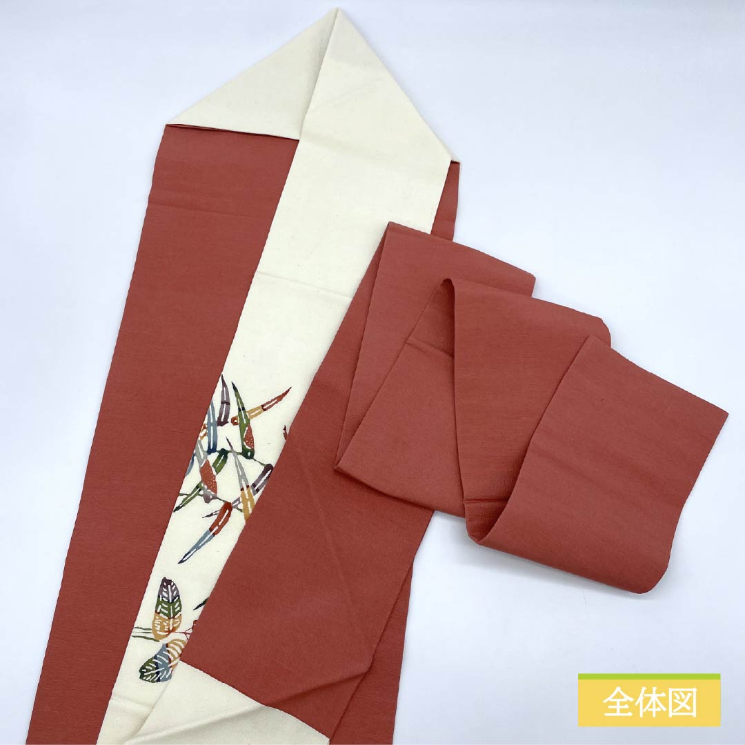 Nagoya obi, milky white color, Kyoto Bingata, landscape pattern, bird, obi length 360cm, pure silk, S rank, point pattern, casual, cream color, 1124007242315, Nagoya style