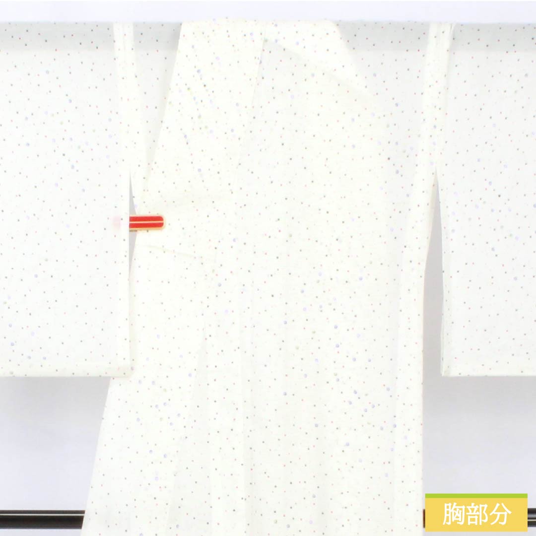 Summer kimono, polyester, small pattern, length 168cm, sleeve length 66cm, dot pattern, washable kimono, silk, A rank, white, 1132002263511