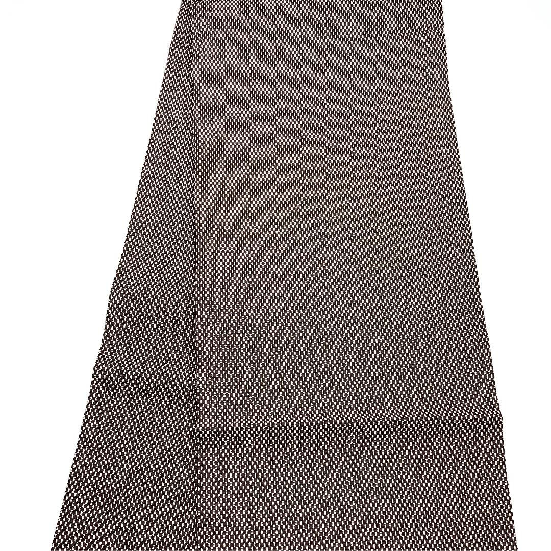 袋帯 鉄黒色（てつぐろいろ） 幾何学模様 チェック 帯丈439.5cm 正絹 Sランク ポイント柄 カジュアル 茶系 1123009292314