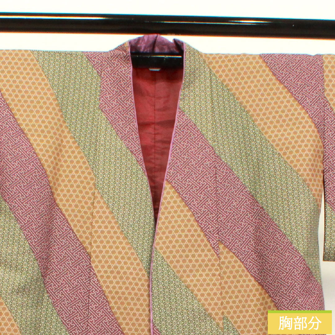 Travel wear, polyester, length 83.5cm, sleeve length 66cm, geometric pattern, washable kimono, S rank, lined, gradient 1117000872999