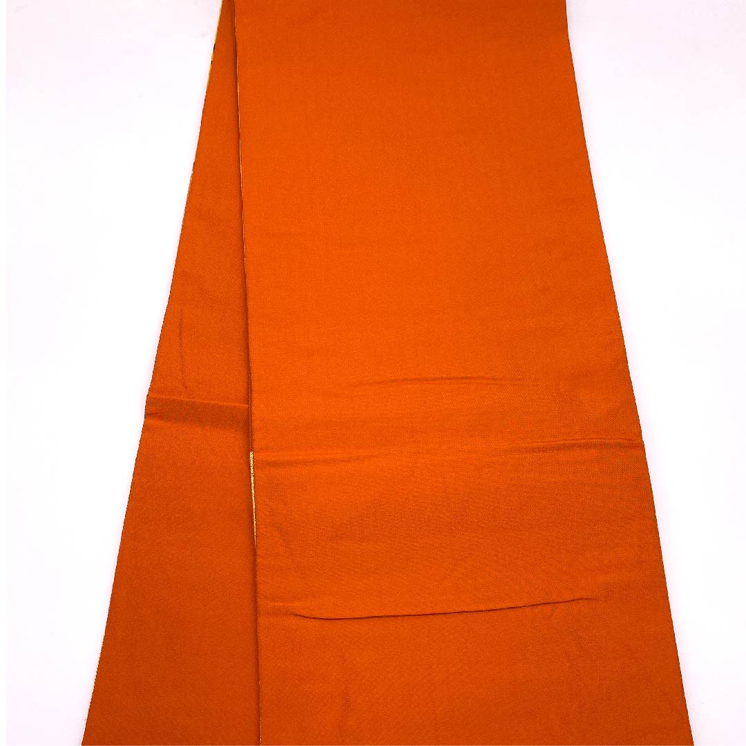 Persimmon-colored Fukuro Obi (Bag Belt) with Phoenix and Drum, Shirayaen Oba, Length 426cm, Pure Silk, A-Rank, Six-pass, Formal, Orange, 1123009763326