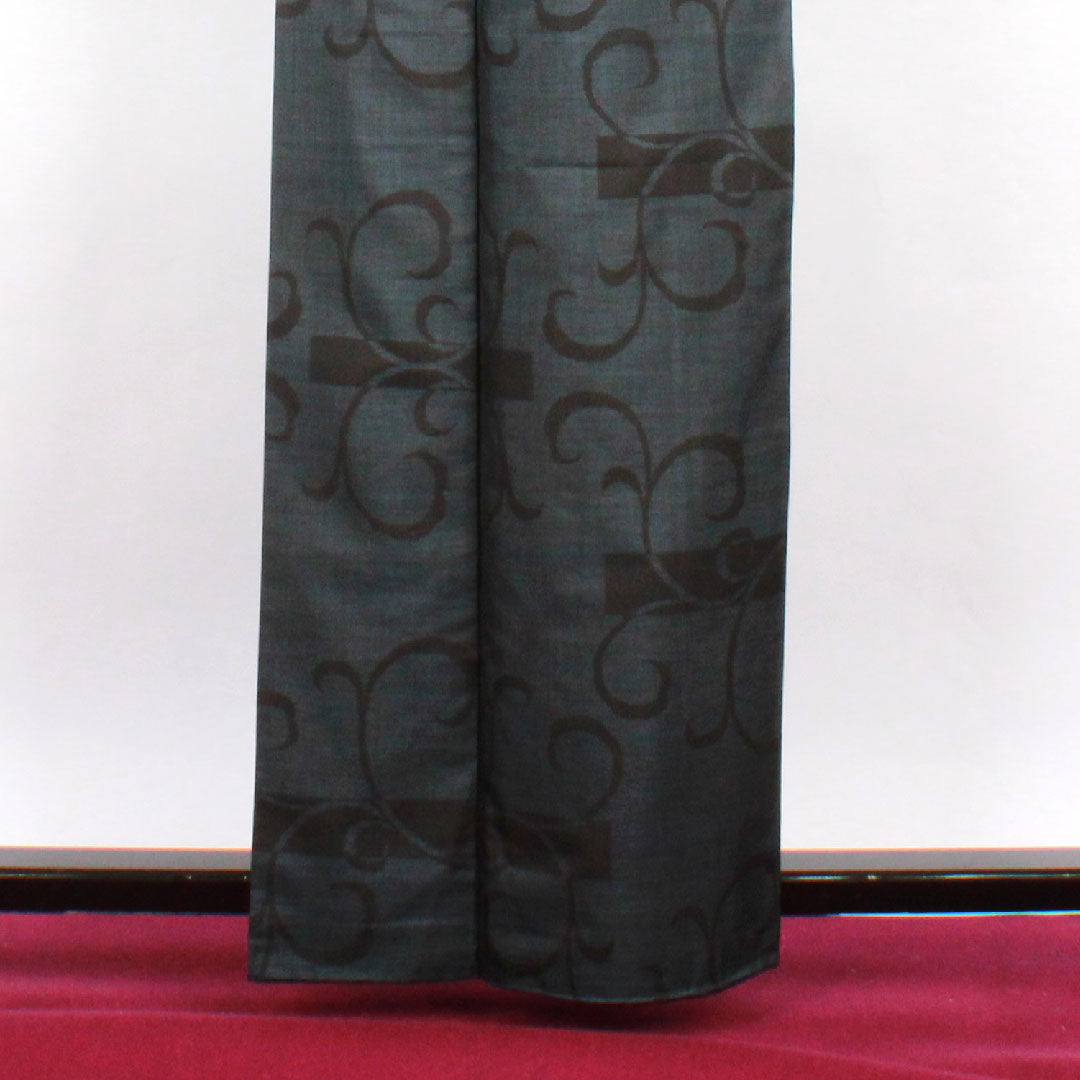 Oshima Tsumugi, Length 158.5cm, Sleeve length 62.5cm, Indigo dye, 12 marks, Warp and weft ikat, Ivy pattern, Pure silk, S rank, Awase, Navy blue, 1116001602318