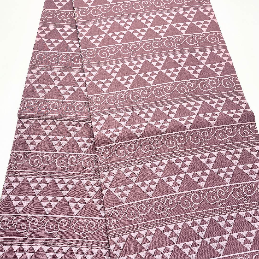 袋帯 滅紫色（けしむらさきいろ） リバーシブル 流線 横段 帯丈442cm 正絹 Aランク 全通 セミフォーマル グラデーション系 1123005483399