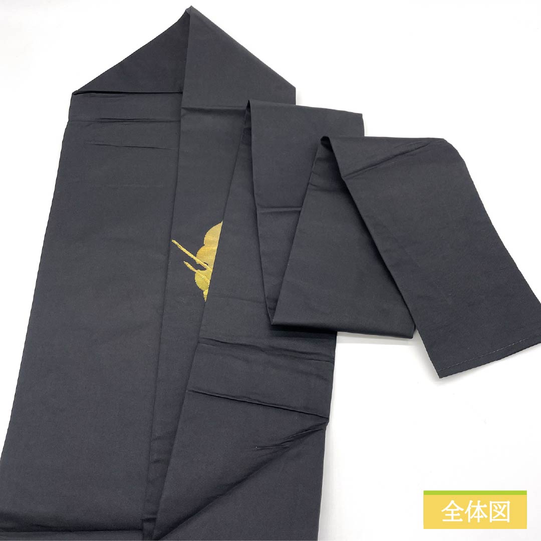 Nagoya obi, pure silk, gold leaf, pine, snowflake, obi length 362cm, S rank, point pattern, semi-formal, black, 1124006922310, Nagoya style