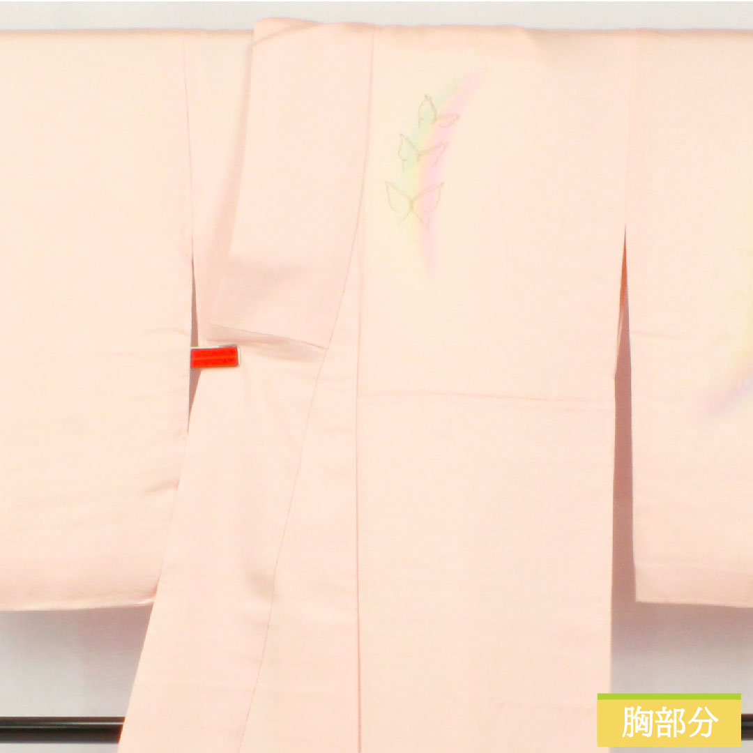 訪問着 正絹 袷 身丈167.5cm 裄丈68.5cm 今様色（いまよういろ） 京友禅 蝶 しつけ糸付き Aランク ピンク系 1112005933513