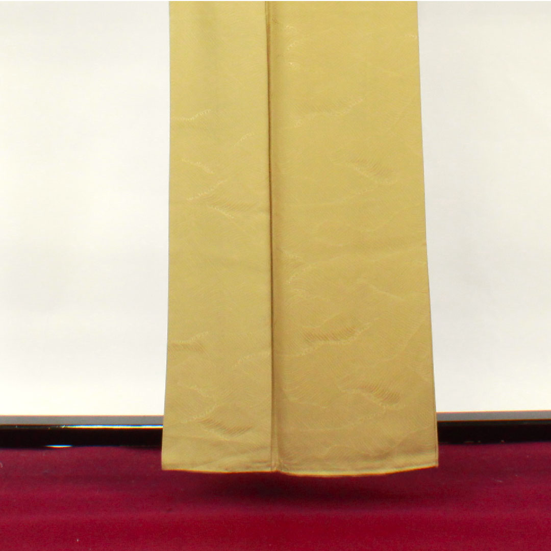 Plain color, withered color, wave, bellflower, length 159.5cm, sleeve length 62cm, lined, pure silk, S rank, yellow, 1114000582323