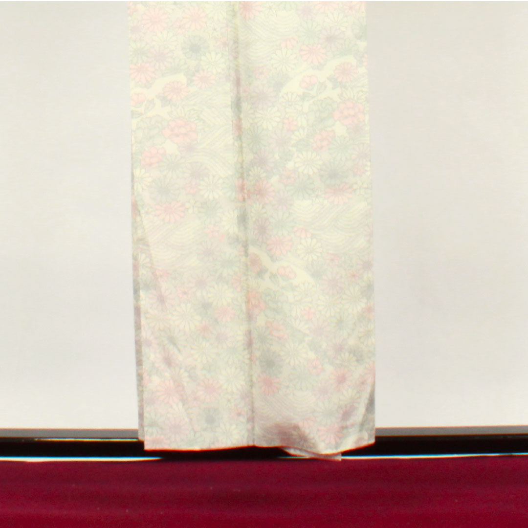 Tsumugi, Length 153cm, Sleeve length 62.5cm, Floral pattern, Polyester, A rank, Lined, White, 1116002143211