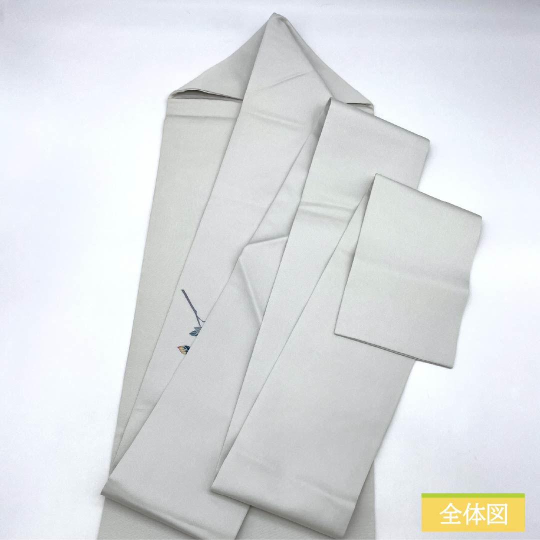 名古屋帯 正絹 Aランク 雲井鼠色（くもいねずいろ） 染め帯 童子 凧揚げ 帯丈372cm ポイント柄 カジュアル グレー系 1124009833322 名古屋仕立て