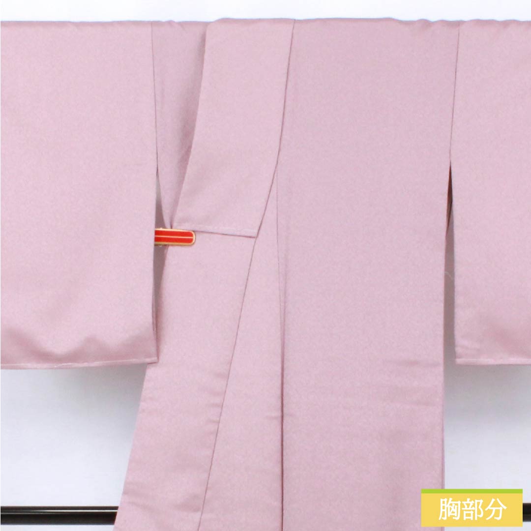 Solid-colored polyester kimono, S rank, length 158cm, sleeve length 65cm, pale purple (light purple) with abstract pattern and basting thread. Purple-based. Product number: 1114002272320